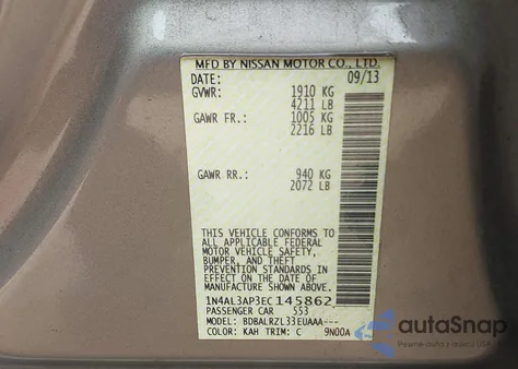 2014 Nissan Altima 2.5 S from USA, damaged, VIN 1N4AL3AP3EC145862